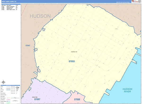West New York, NJ Zip Code Map
